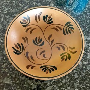 Vintage Primitive‎ Folk Art Hand Painted Wooden Bowl 12" - Signed Joni S